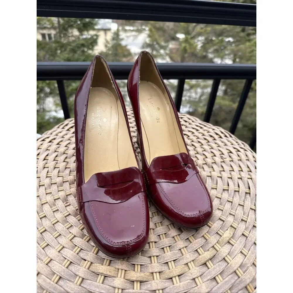 Kate Spade Burgundy Leather Heels Made In Italy 9 US Platform Pump Retro 40s